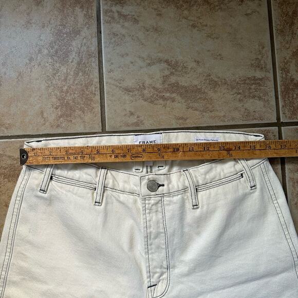Frame Denim Jeans Le Pixie Baggy Palazzo Size 29 Chalked Cream 100% Cotton - Picture 12 of 14